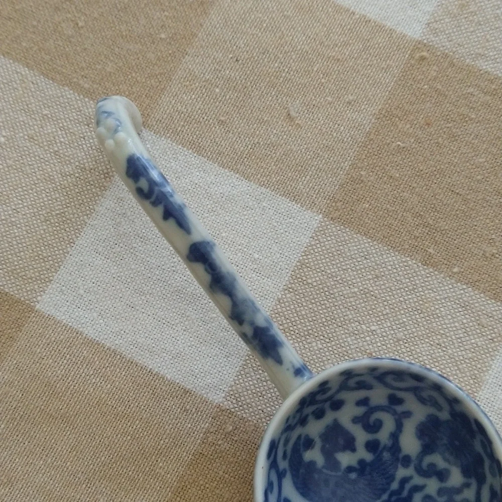 Antique transferware blue and white porcelain spoon china 5